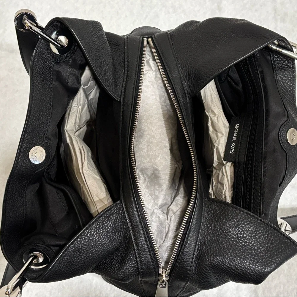MICHAEL KORS | Floral Stud Raven Black Shoulder Bag - Picture 9 of 10